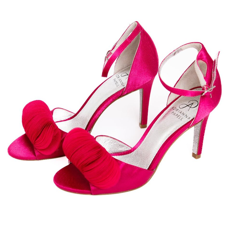 Adrianna Papell Fuschia Pink Pumps Silver Leather Sock & Lining New US 7 Eur 37